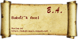 Babák Axel névjegykártya